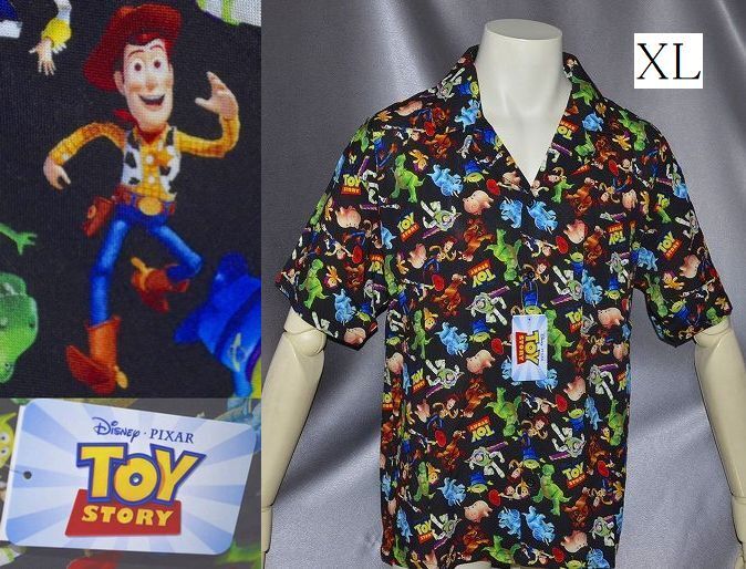 新品 LL トイストーリー ディズニー ピクサー アロハシャツ 総柄 半袖拍卖