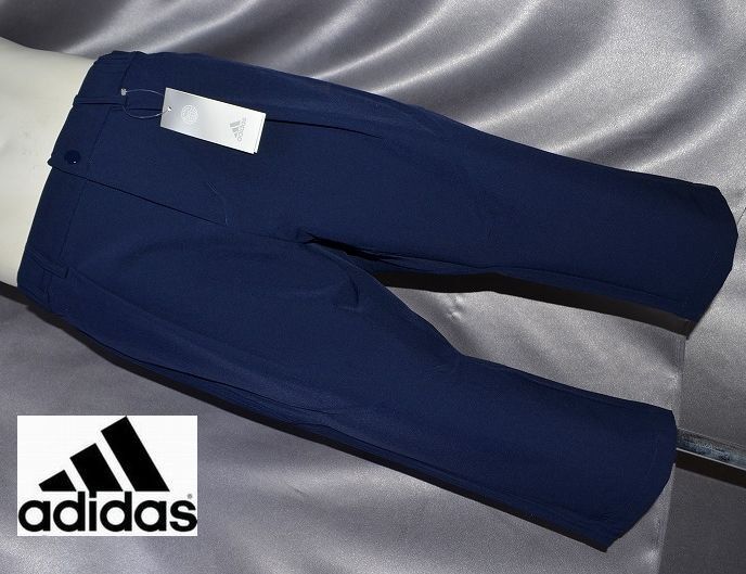新品 M アディダス ゴルフ 春夏 adidas 3ストライプス カプリパンツ 7分丈 クロップドパンツ ベルトループ ネイビー拍卖