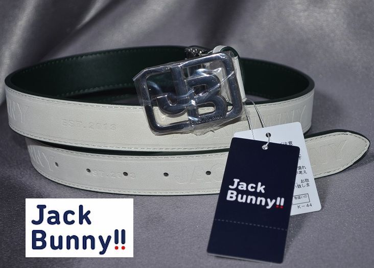 新品 ジャックバニー Jack Bunny!! ユニセックス リバーシブル ベルト PEARLY GATES JBスクエアバックル 型押しロゴ合皮ベルト グリーン 拍卖