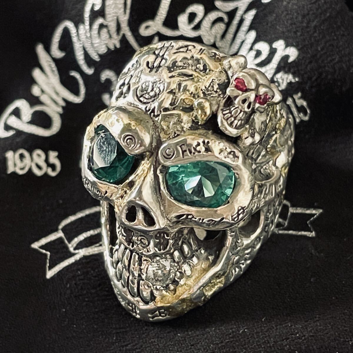 【送料無料】Bill Wall Leather BWL CUSTOMクロスボーンGRAFFITI MASTER SKULL 天然石ダイヤモンド グラフィティマスタースカル18-19号拍卖