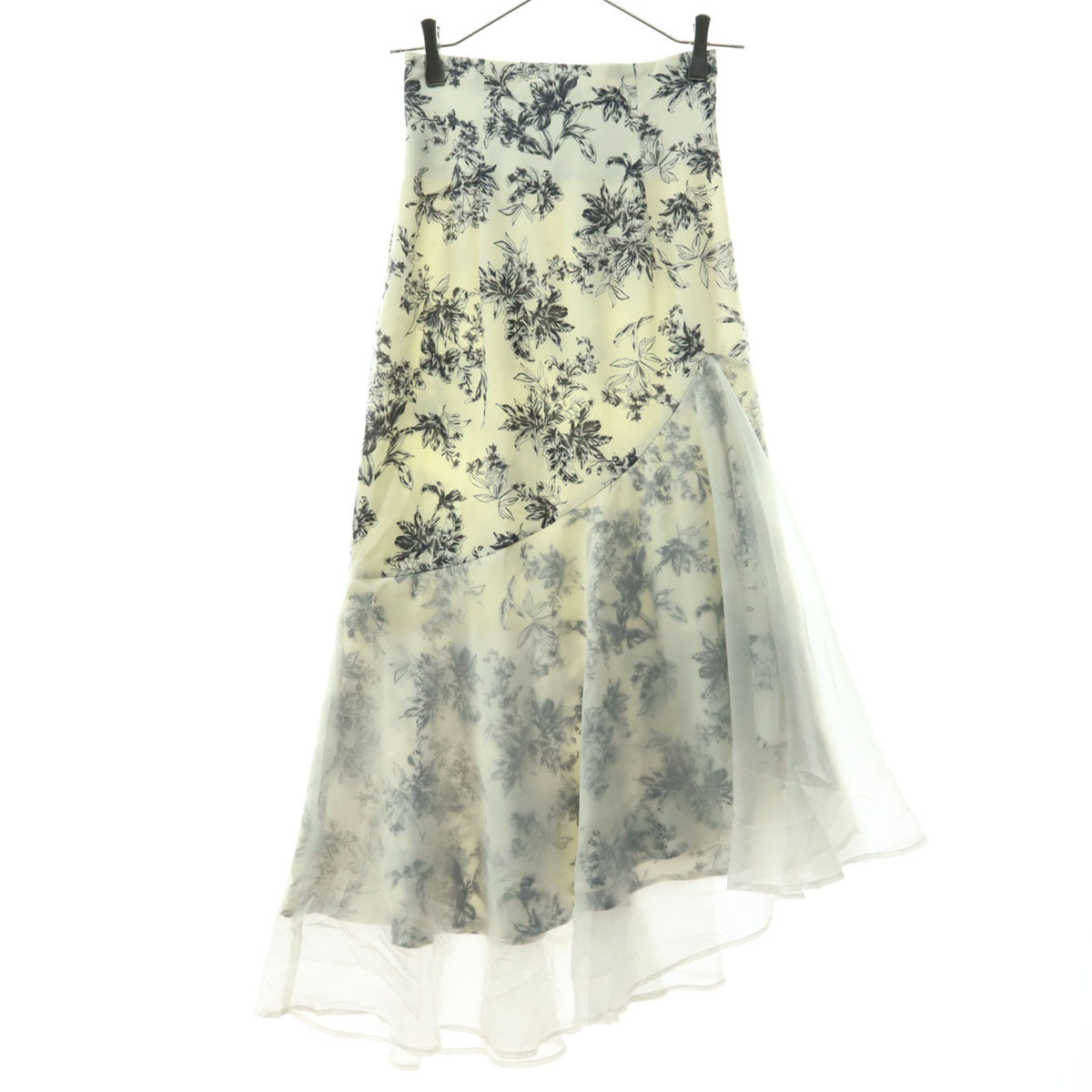 美品 LIP SERVICE リップサービス 花柄 ロング丈 レーススカート S ホワイト系 レディース拍卖