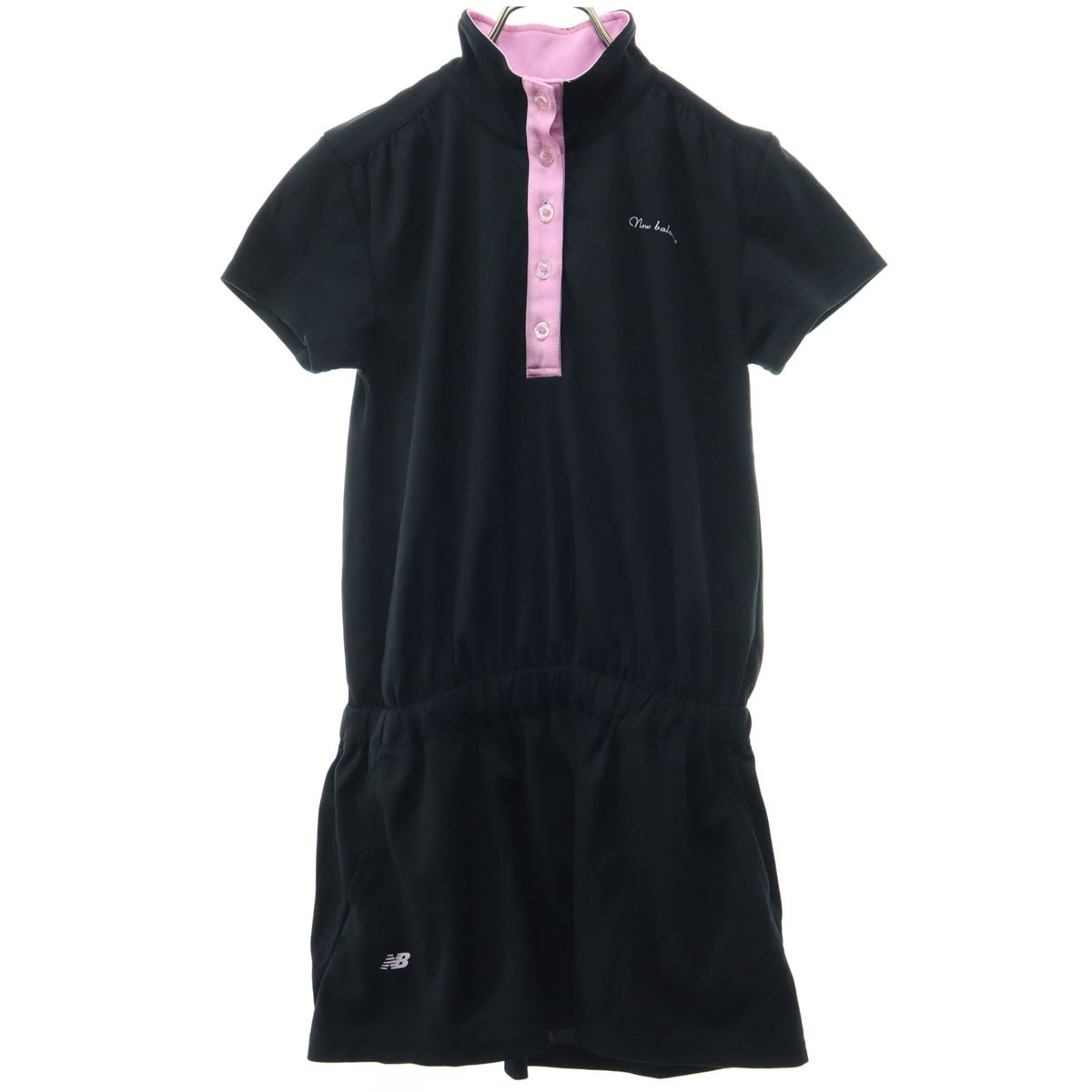 美品 NEW BALANCE ニューバランス フレンチスリーブ ミニワンピース S ブラック スポーツウェア レディース拍卖