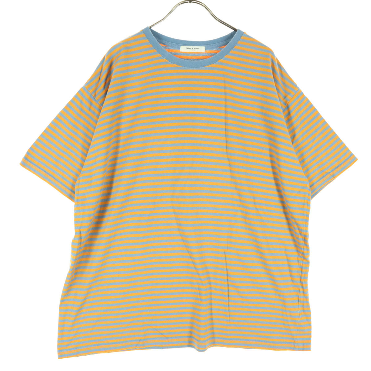 美品 FREAK'S STORE フリークスストア ボーダー柄 半袖 Tシャツ F オレンジ ツートンカラー メンズ拍卖