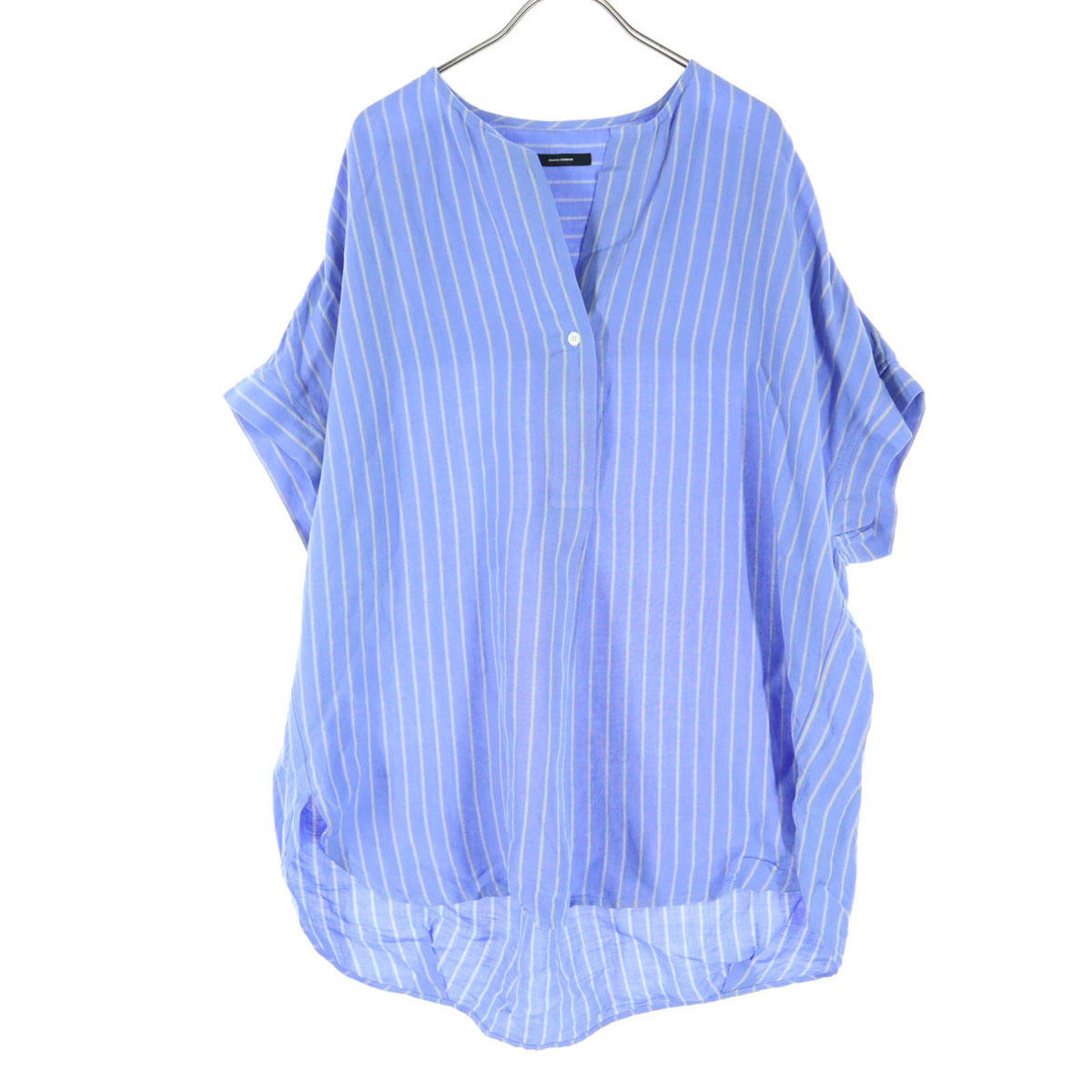 JOURNAL STANDARD ジャーナルスタンダード ストライプ柄 半袖 リネン混 チュニック ブルー レディース拍卖