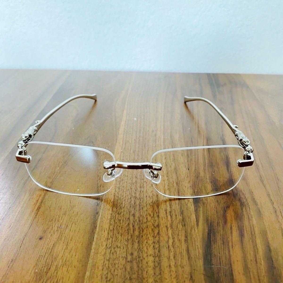 リムレスメガネ サングラス 縁なし スクエア シルバー Y2K 韓国 伊達メガネ ユニセックス 軽量 おしゃれ メタルフレーム拍卖