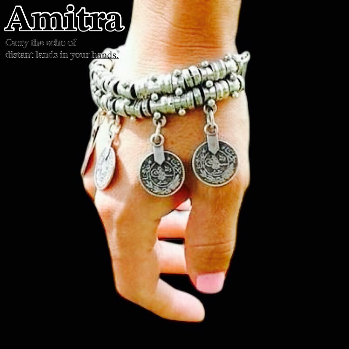 エスニック ブレスレット シルバー コイン風 ナバホ風 おしゃれ ヴィンテージ アクセサリー 民族系 個性派 インディアン 銀拍卖