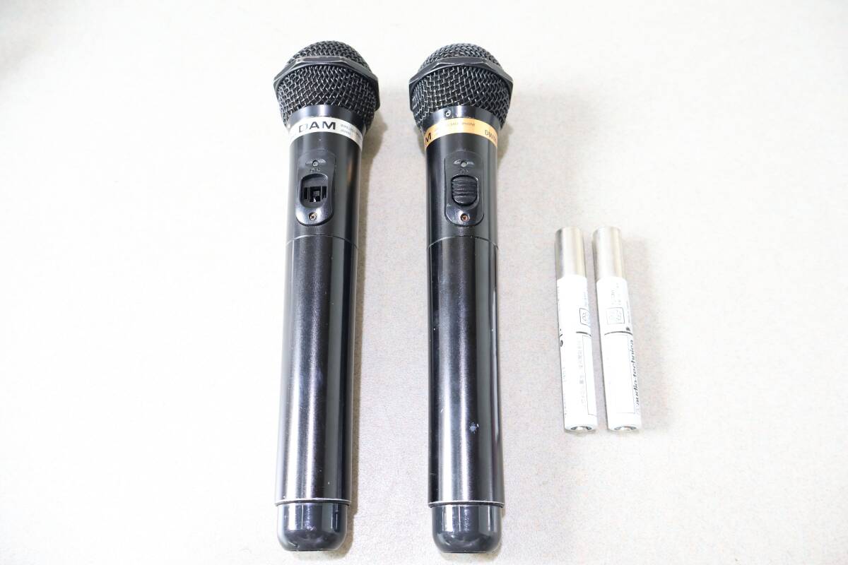 A0015 P 【2本セット】DAM ダム audio-technica DWM-1000 ワイヤレスマイク 電池付き カラオケ用 動作良好 中古拍卖