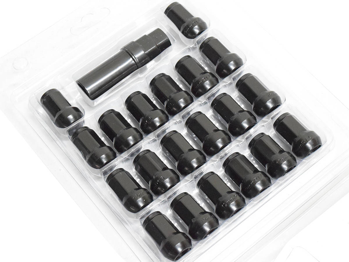 ロック ナット ホイール ナット 20本 専用ソケット付 M12 P1.5 非貫通型 袋型 ブラック 足回り カラーナット ボルト 外装 アルミホイール拍卖