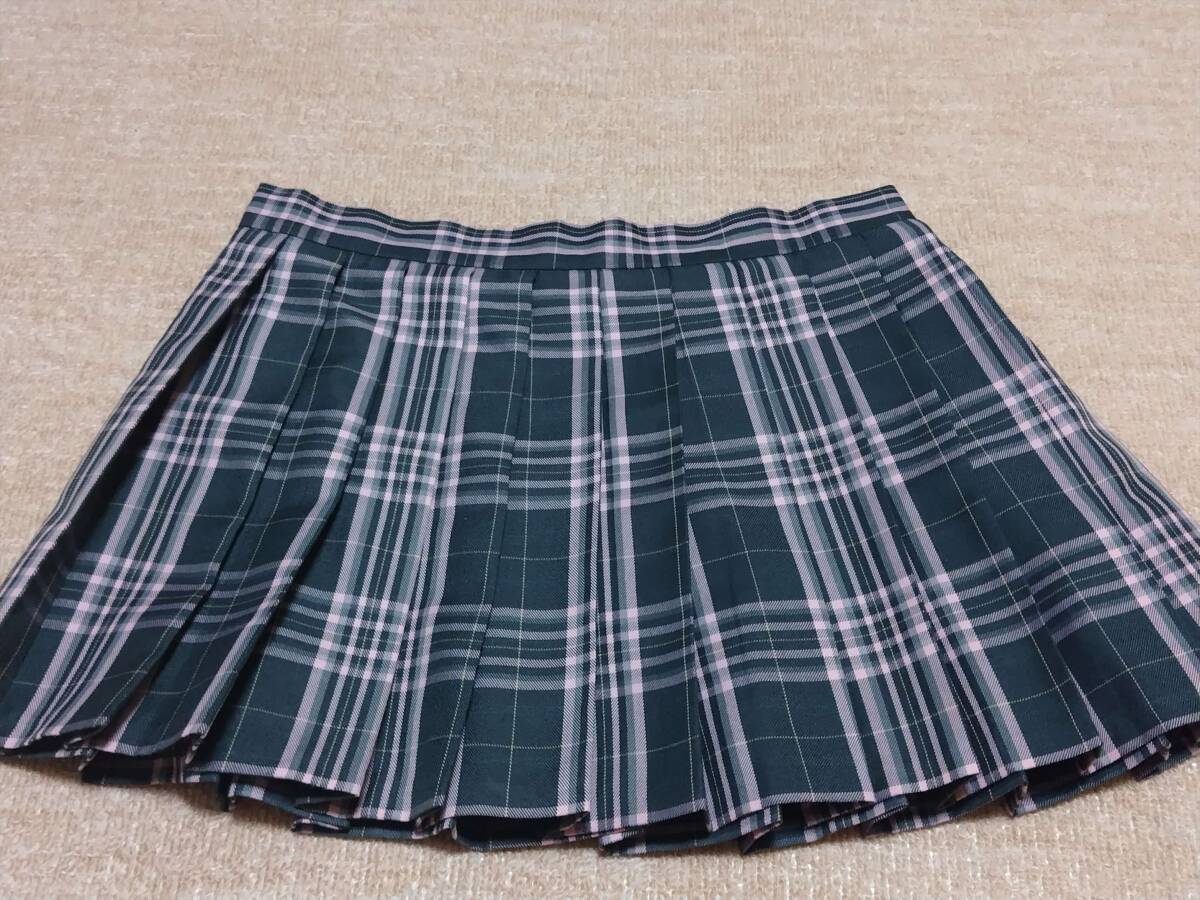 大きいサイズ★4XL★制服風プリーツスカート★紺ピンクチェック柄★拍卖