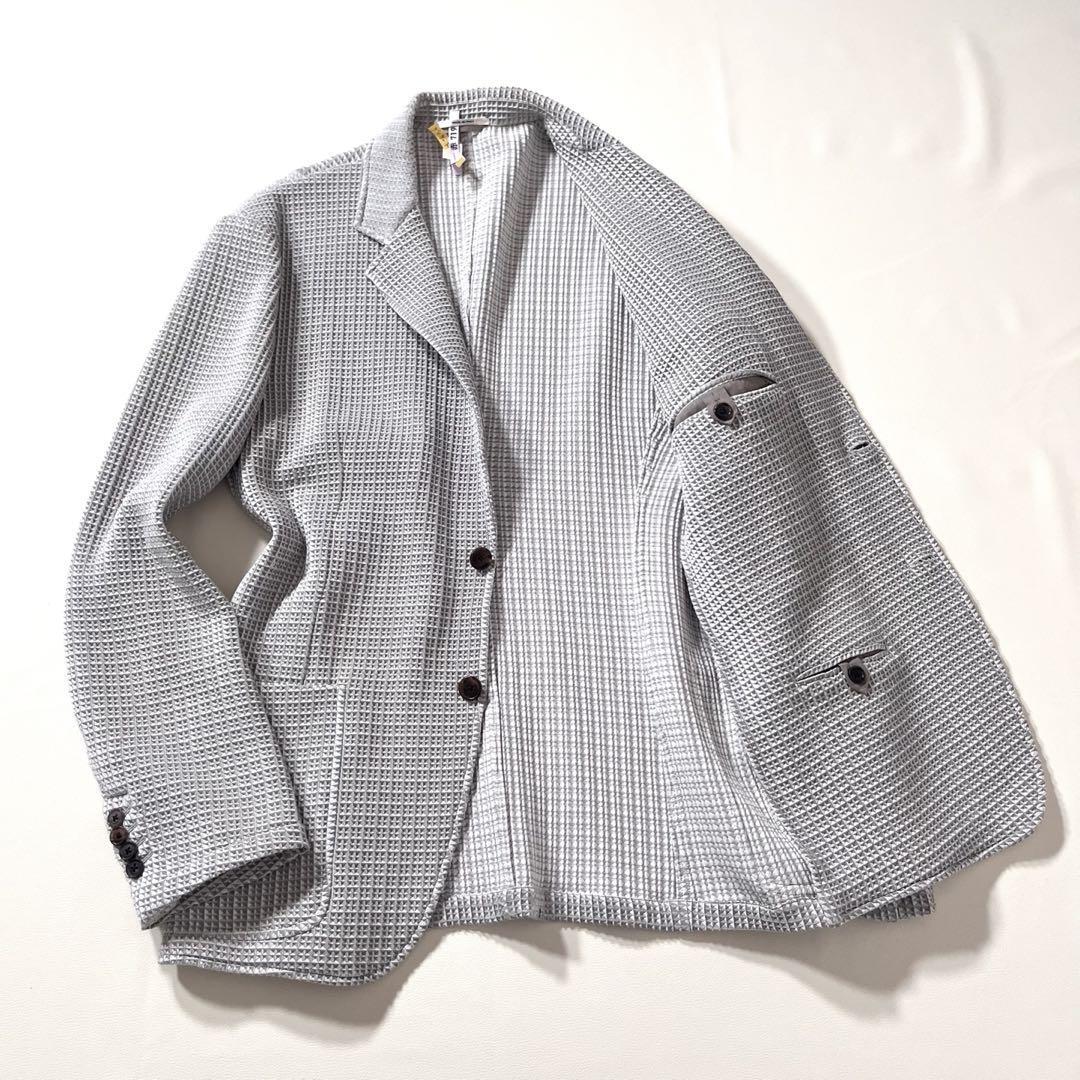 【良品】HERMES/エルメス アンコン テーラード ジャケット 立体エンボス加工 52 XLサイズ 2ボタン 近年モデル イタリア製 G19956拍卖