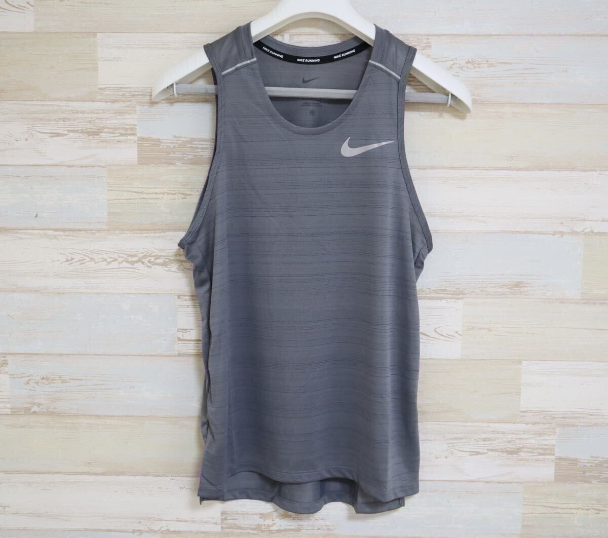 新品 Lサイズ NIKE ナイキ メンズ ドライフィット マイラー ランニング タンクトップ ブラック ランニングウエア グレー拍卖