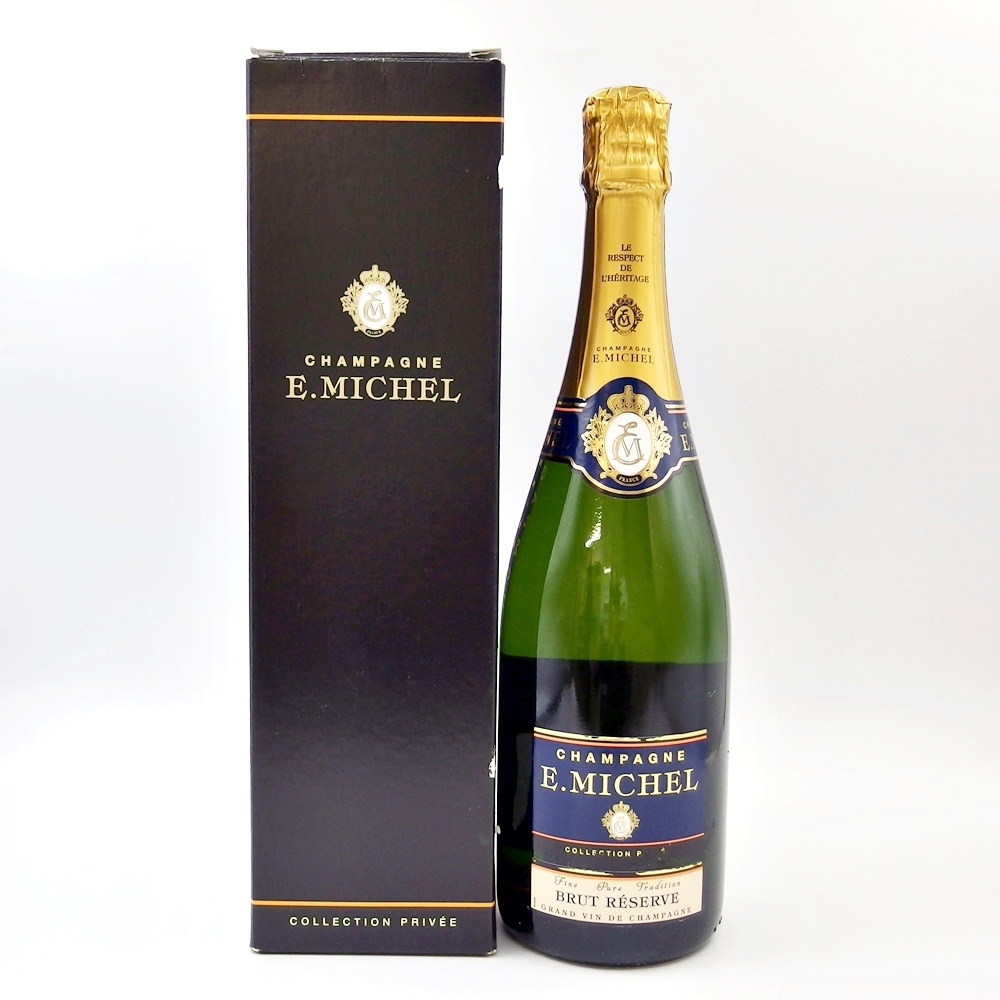 C25-1546【シャンパン】ミッシェルブリュット 750ml 12% CHAMPAGNE E.MICHEL BRUT RESERVE 果実酒 炭酸 フランス 未開栓 古酒 箱付き拍卖