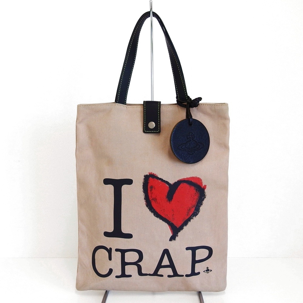C25-1563 Vivienne Westwood ヴィヴィアン ウエストウッド I LOVE CRAP アイラブクラップ トートバッグ ショッパーバッグ エコバッグ A4拍卖