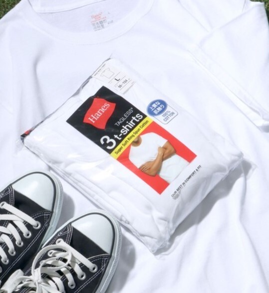 新品●【Hanes(ヘインズ)】綿100%・抗菌防臭 クールネック 丸首ネック半袖Tシャツ3枚組 L拍卖