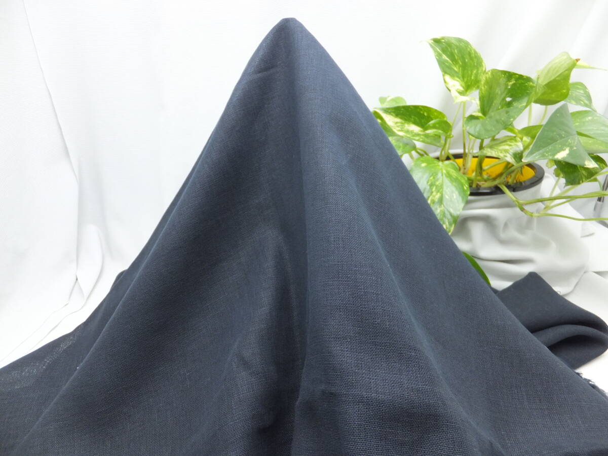 新入荷!掘り出し品!日本製!高級ブランドオリジナル!なかなか手に入らない上質リネン100%!サラサラ生地ミッドナイトブルー! 113巾×2m拍卖