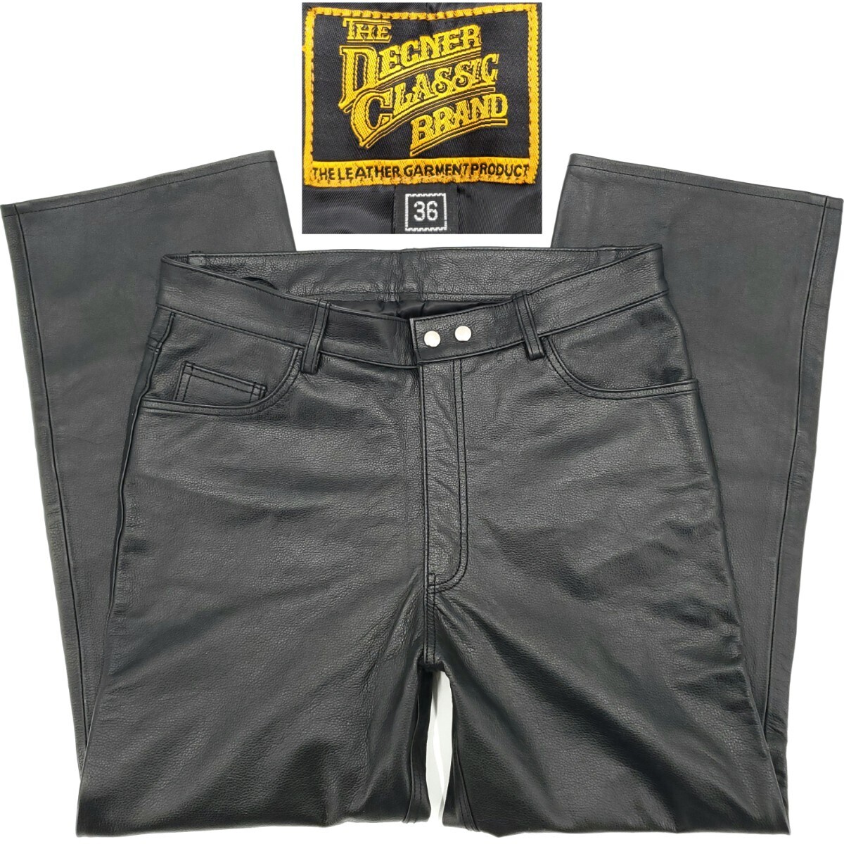 希少ビッグサイズW36美品◆DEGNER◆レザーパンツ黒ブラック本皮デグナーライディング本革パンツ大きいメンズ牛革バイカーライダース 1018拍卖