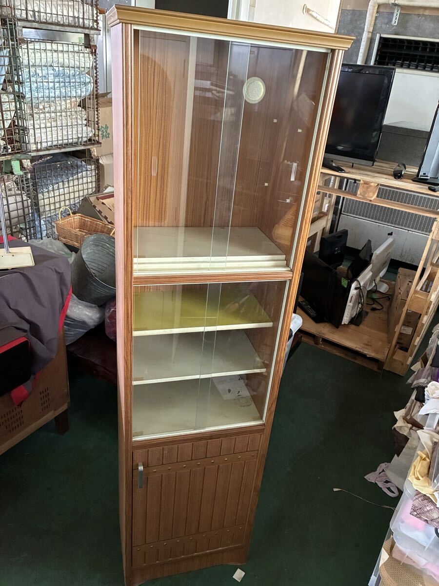 レトロ食器棚 キャビネット 飾り棚 昭和レトロ ガラス戸ショーケース拍卖