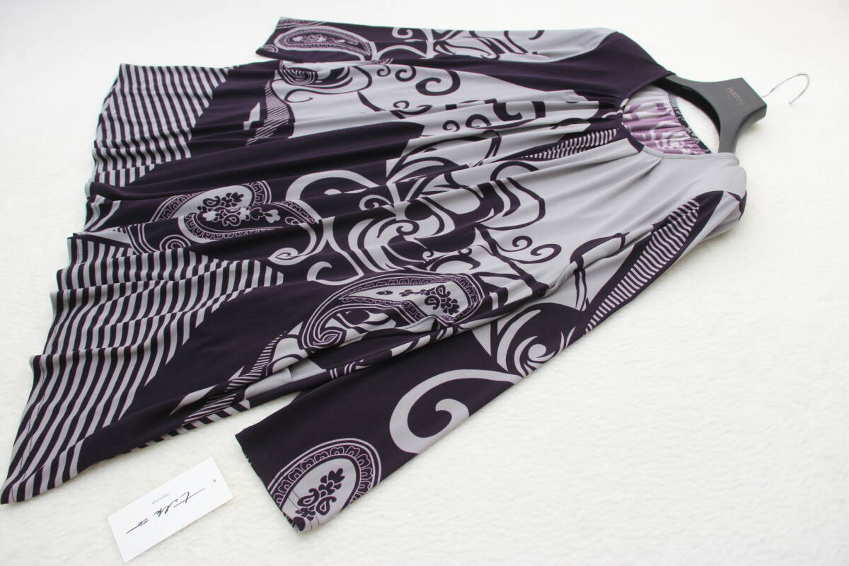 3980 新品タグ付き 総柄チュニック パープルLLサイズ 定価¥27,000+税拍卖