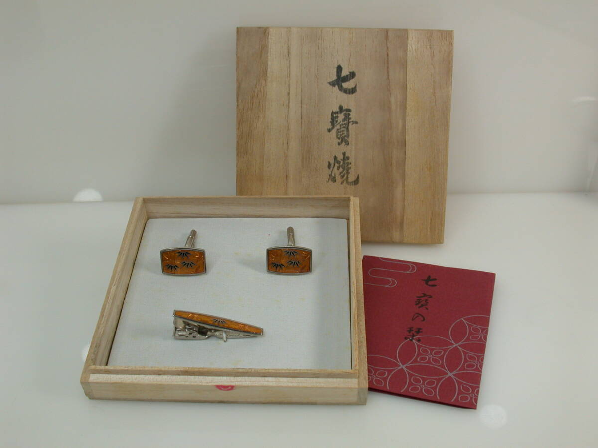 夢481.太田七宝徽章製作所 七宝焼き タイピン カフス 共箱 栞 拍卖