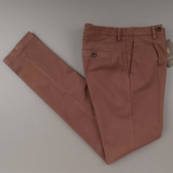 【新品未使用】BERWICH ベルウィッチ◆Made In Italy◆46◆ストレッチ コットン スリム ワンプリーツ スラックス パンツ◆ブリックレッド拍卖
