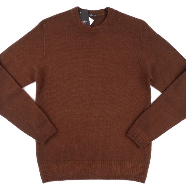 【新品未使用】RETOIS レトワ◆Made In Italy◆M◆エクストラファインメリノ ウール ニット クルーネック セーター◆ブラウン ロロピアーナ拍卖