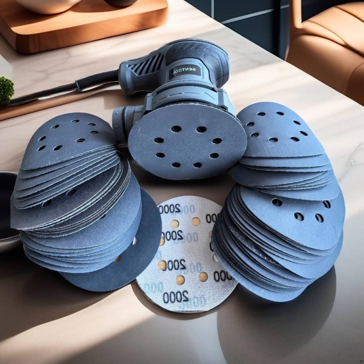 耐水ペーパー 125mm 90枚 10種類 8穴 サンディング マジック式 微細 オービル 丸型 ポリッシャー 仕上げ 鏡面磨き 金属 研磨用 送料無料拍卖