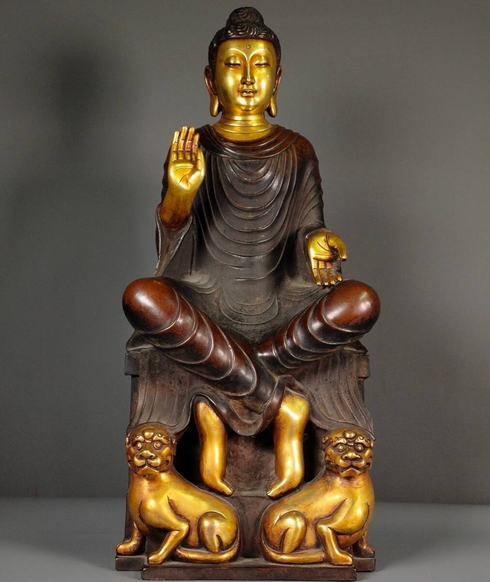 旧蔵 大明 永樂年製 紫銅塗真金 大日如来仏 供像 仏像 奉納されていた 供養品 極細工 中国古玩 骨董品 209拍卖