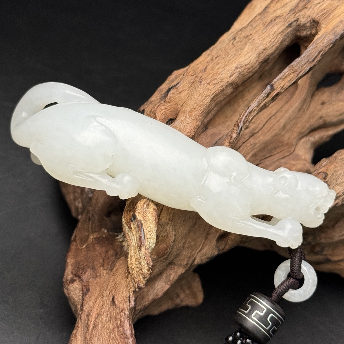 旧蔵 清 玉彫 和田玉 豹子 喜報連連 一夜暴富 玉質細膩白潤 極細工 中国古玩 骨董品 古美味 209拍卖