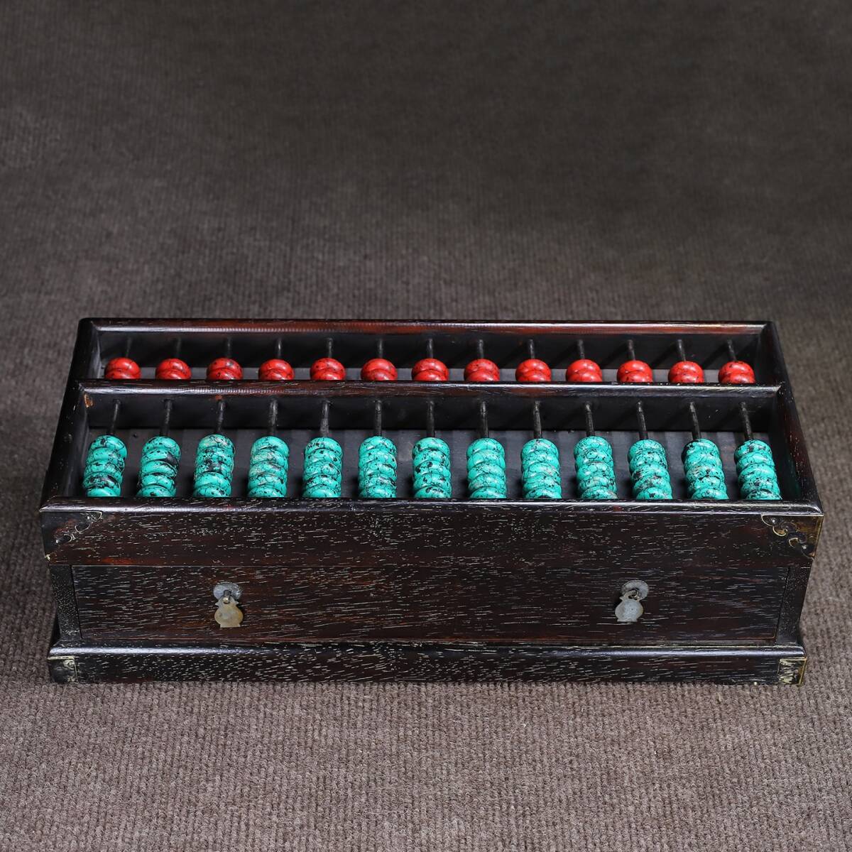 旧蔵 清 紫檀木 帶四引き出し 長方形 算盤盒 極細工 中国古玩 骨董品 古美味 209拍卖