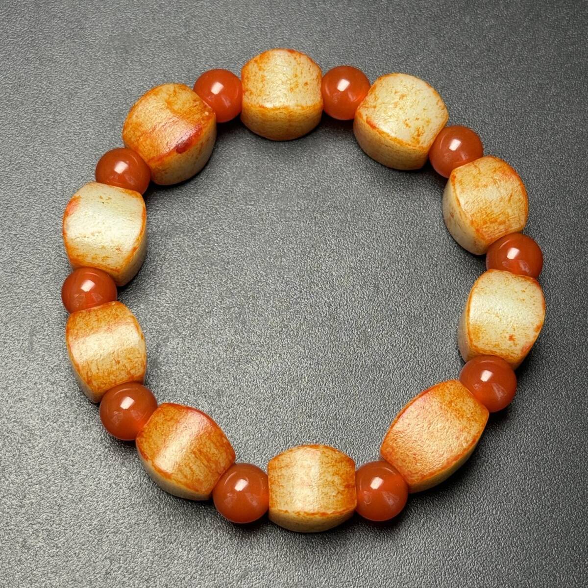 旧蔵 清 玉彫 和田玉 手串 顆顆飽滿 線條流暢 玉質温潤 包漿一流 古玉 極細工 中国古玩 骨董品 古美味 209拍卖