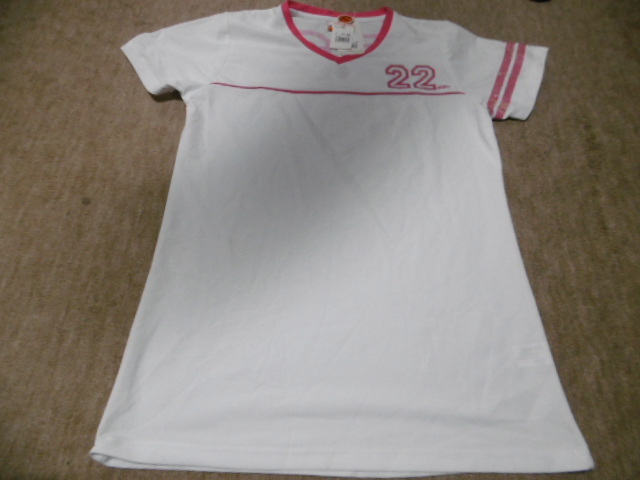 女性用★AQS★半袖ウエア 22 GOOD ホワイト&ピンク サイズ:LL 未使用品拍卖