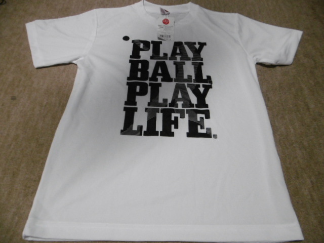 野球★球活.JP★半袖Tシャツ PLAYBALL PLAYLIE ホワイト サイズ:M 未使用700【定価2500円】拍卖