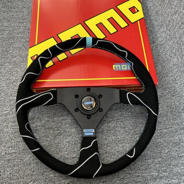 新品 ステアリング、ハンドル本体 MOMO 14インチ 競技用改装ハンドルホイールou-015拍卖
