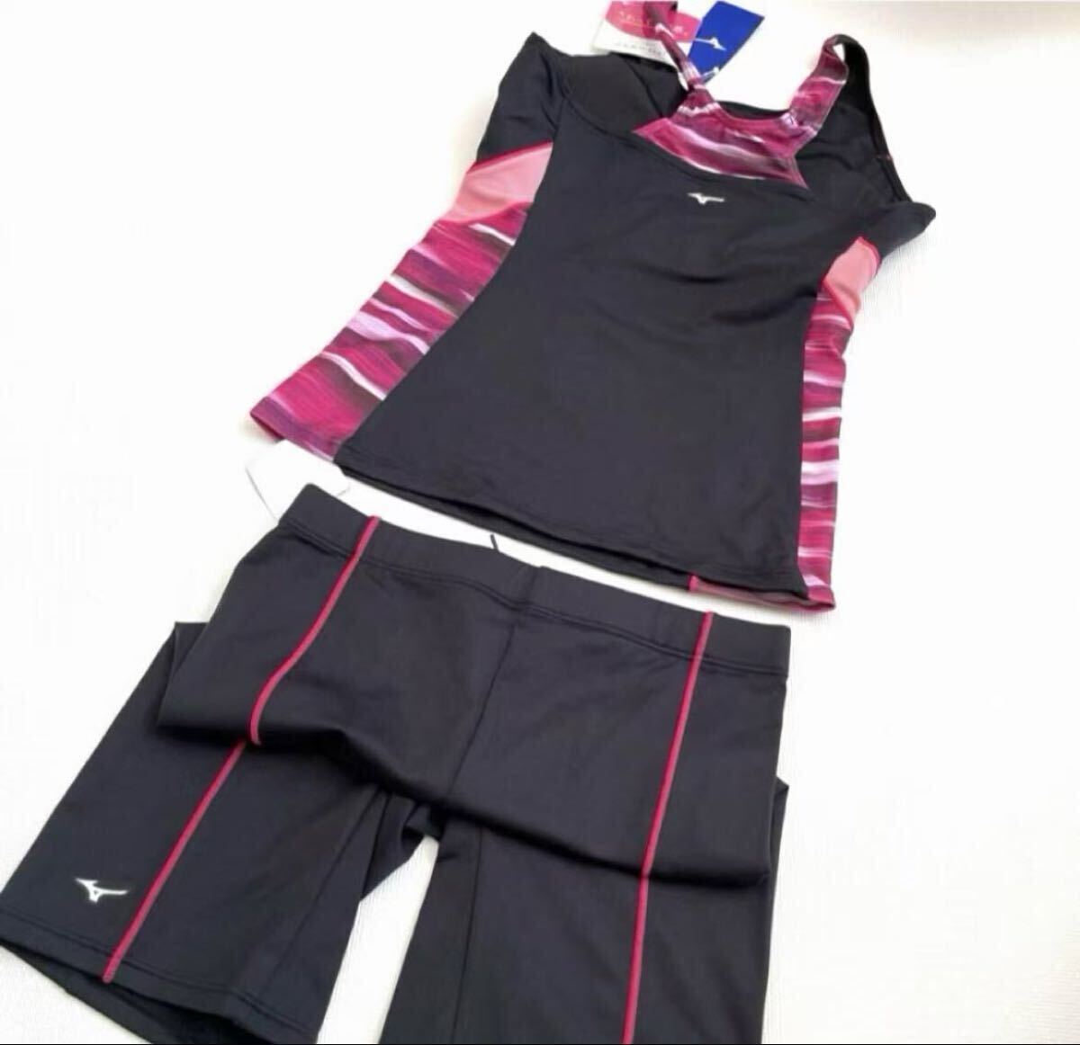 MIZUNO(ミズノ) フィットネス水着 レディース セパレーツ(3.5分丈) N2JG8334 カラー&サイズ:M 97:ブラック×ピンク拍卖