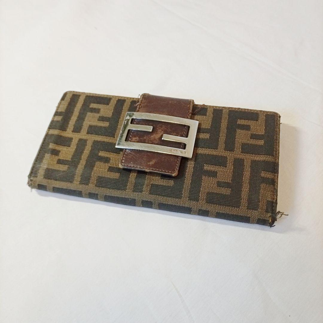 FENDI フェンディ FFロゴ ズッカ柄 長財布 ブラウン レディースブランド 送料無料 正規品 鑑定済み 人気ブランド 限定セール拍卖