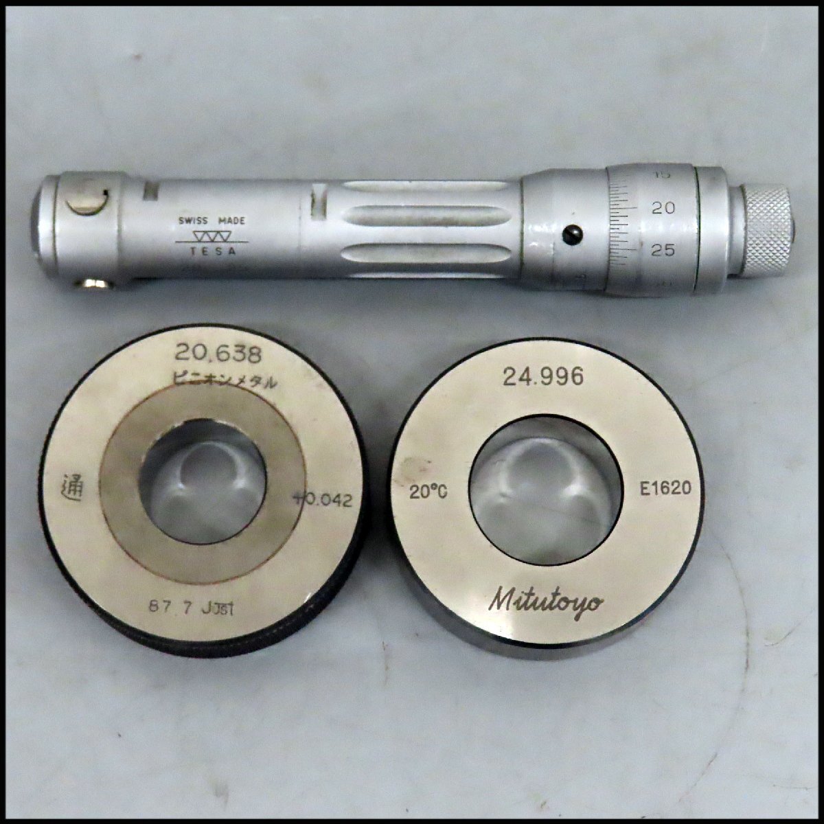 ■テサ(TESA) ホールテスト Φ20~25mm/ミツトヨ製 25mm検査用ゲージ付/3点式 内径マイクロメーター/三点式 内径測定器拍卖