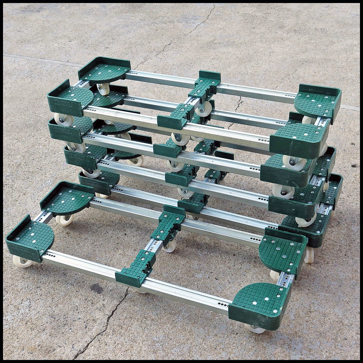 △5台セット トラスコ中山 伸縮式 コンテナ台車 運搬台車/オリコン台車/平台車/ドーリー台車/両自在キャスター/75-4J/TRUSCO拍卖