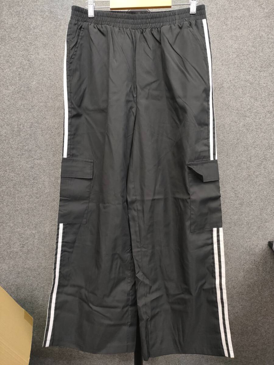 ★ブランド不明 メンズ 縦ストライプ ボトムス パンツ 黒 ブラック サイズXL拍卖