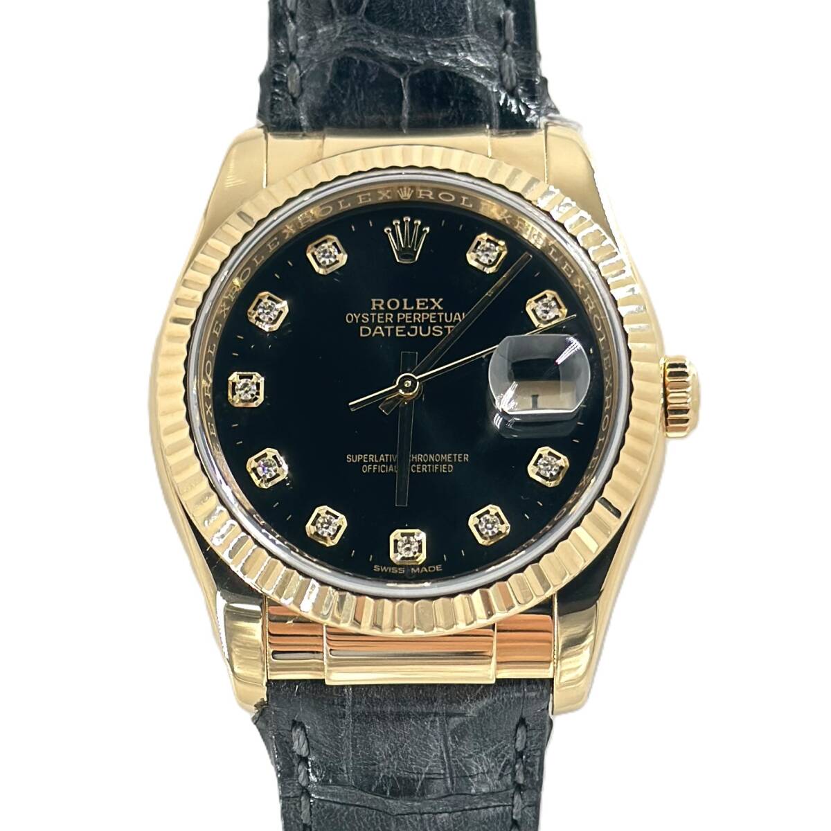 純正ロレックス デイトジャスト Ref.118138G 36MM 黒10P文字盤 メーカー保証書、国際サービス保証書付拍卖