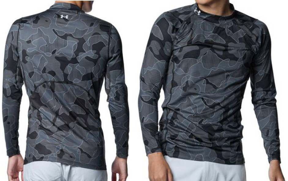 アンダーアーマー 新品!UAヒートギア フィッティド ロングスリーブ モックネックシャツM黒系 送料無料 長袖シャツ拍卖