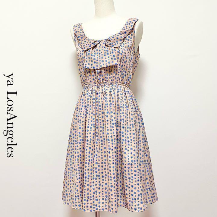 送料無料 美品 DRWCYS 花柄 ノースリーブ ワンピース ピンク拍卖