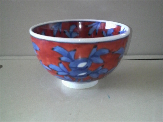 有田焼 源右衛門窯 赤濃牡丹絵飯碗拍卖