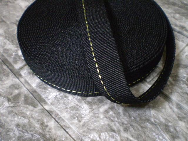 PP織テープ★ステッチ入り★黒★25mm★10m巻拍卖