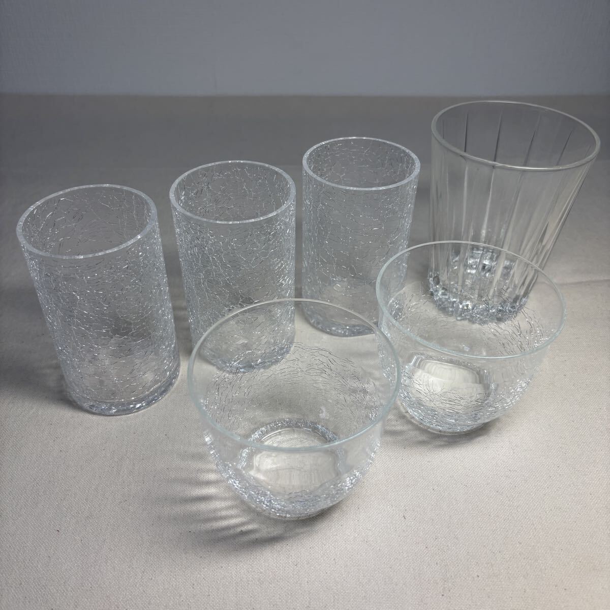 ひび割れ模など 高級 ロックグラス カップ 全6個セット 昭和レトロ 掘り出し物 グラス 食器拍卖