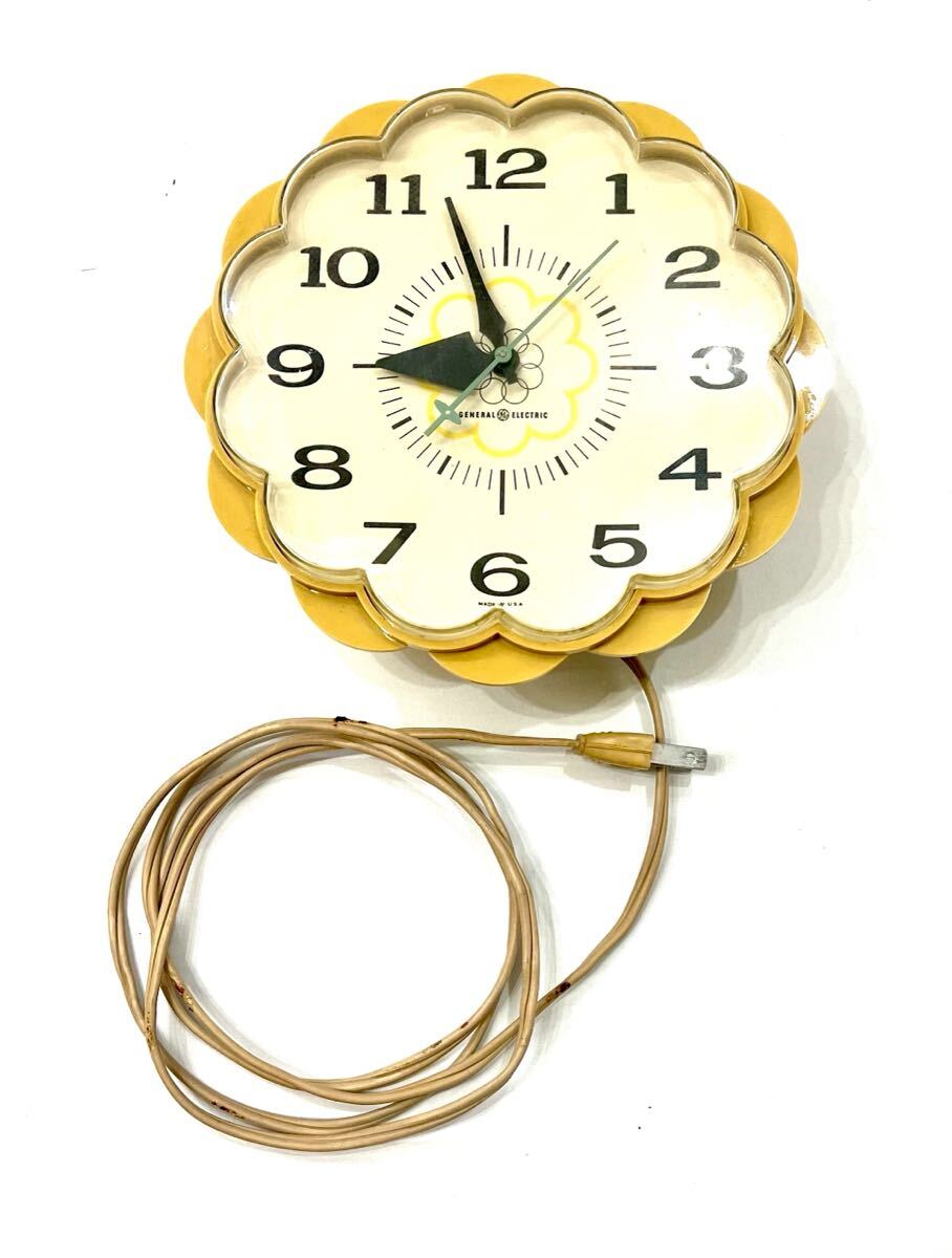 60’s70’s GENERAL ELECTRICフラワーモチーフ ウォールクロック USA製 動作確認済 ビンテージ 掛け時計 アンティーク拍卖