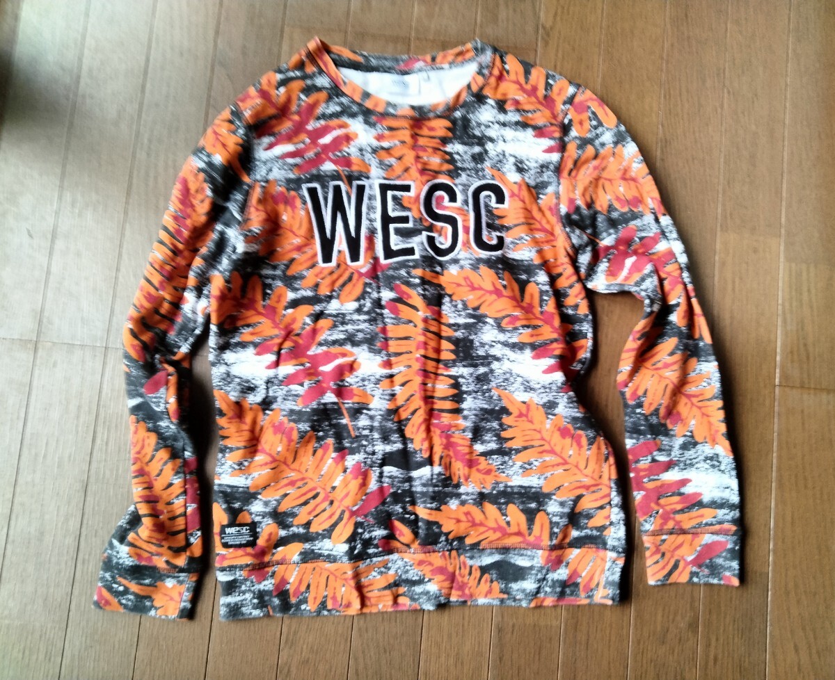 wesc ウィーエスシー トレーナー カットソー Tシャツ 総柄 ボタニカル ロゴ スウェーデン拍卖