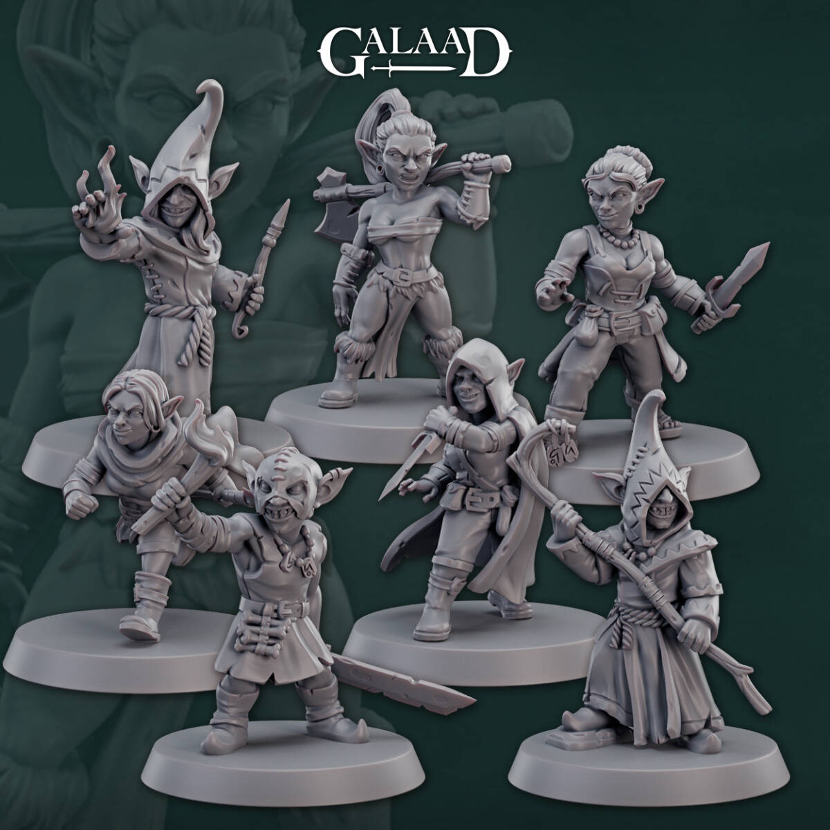 Galaad Miniatures | 2024年12月リリースGoblin7体set 32mm | 3Dプリント ミニチュア TRPG拍卖