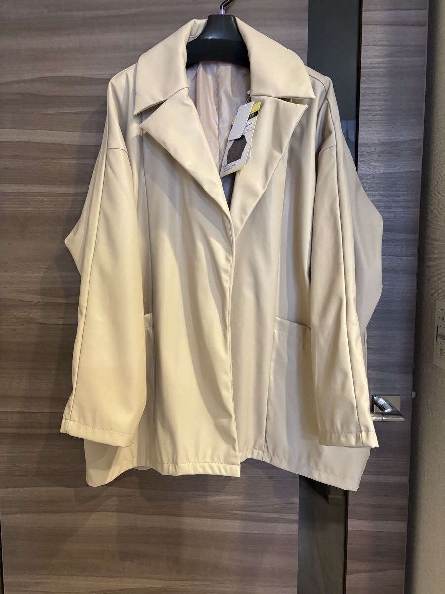 新品未使用 4Lサイズ 大きい レディース コート ジャケット 着痩せ 体型カバー タグ付き 即決あり拍卖