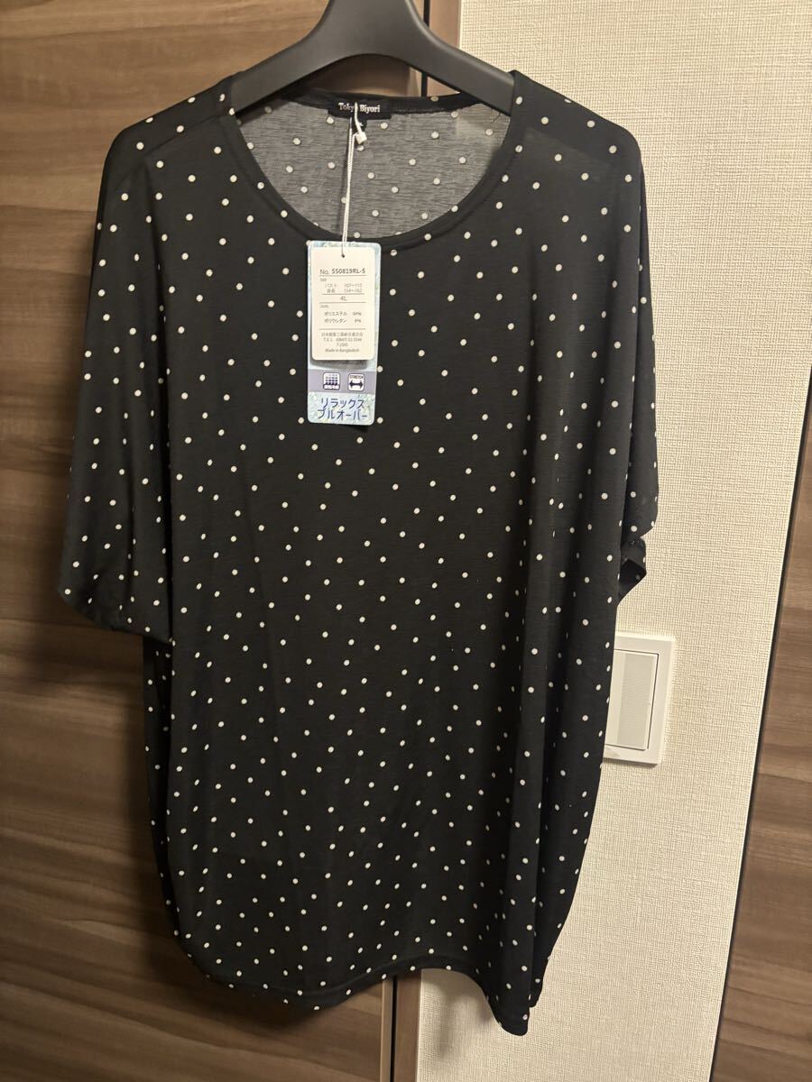 新品 大きい 4Lサイズ ドット柄 半袖 チュニックトップス リラックス ストレッチ 涼しい 着心地良い ゆったり 即決あり拍卖