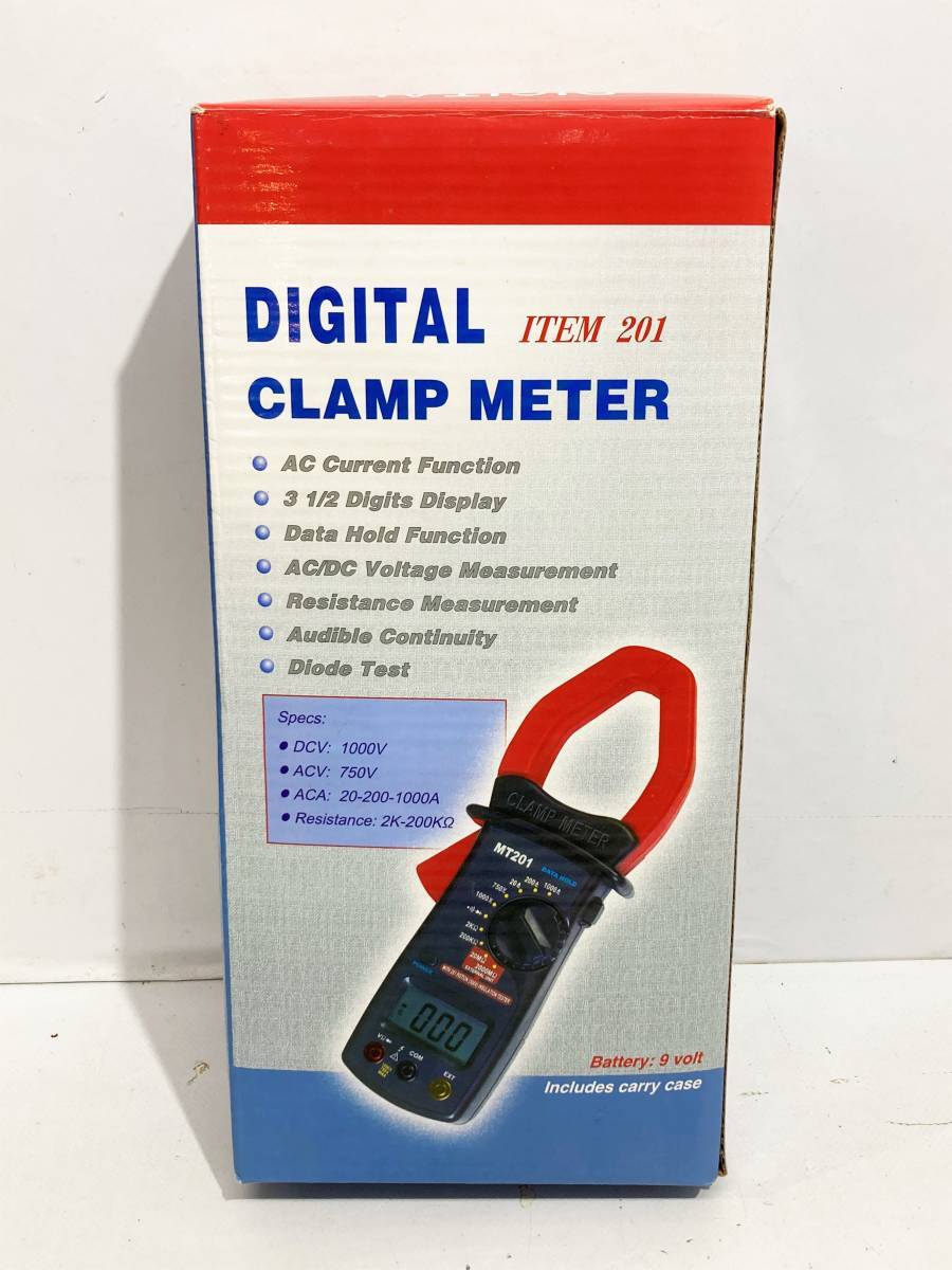 (志)【未使用】デジタルクランプメーター No.201 電気測定器 電流測定 電圧測定 AC電流 AC電圧 抵抗測定 電線工事 電装点検拍卖